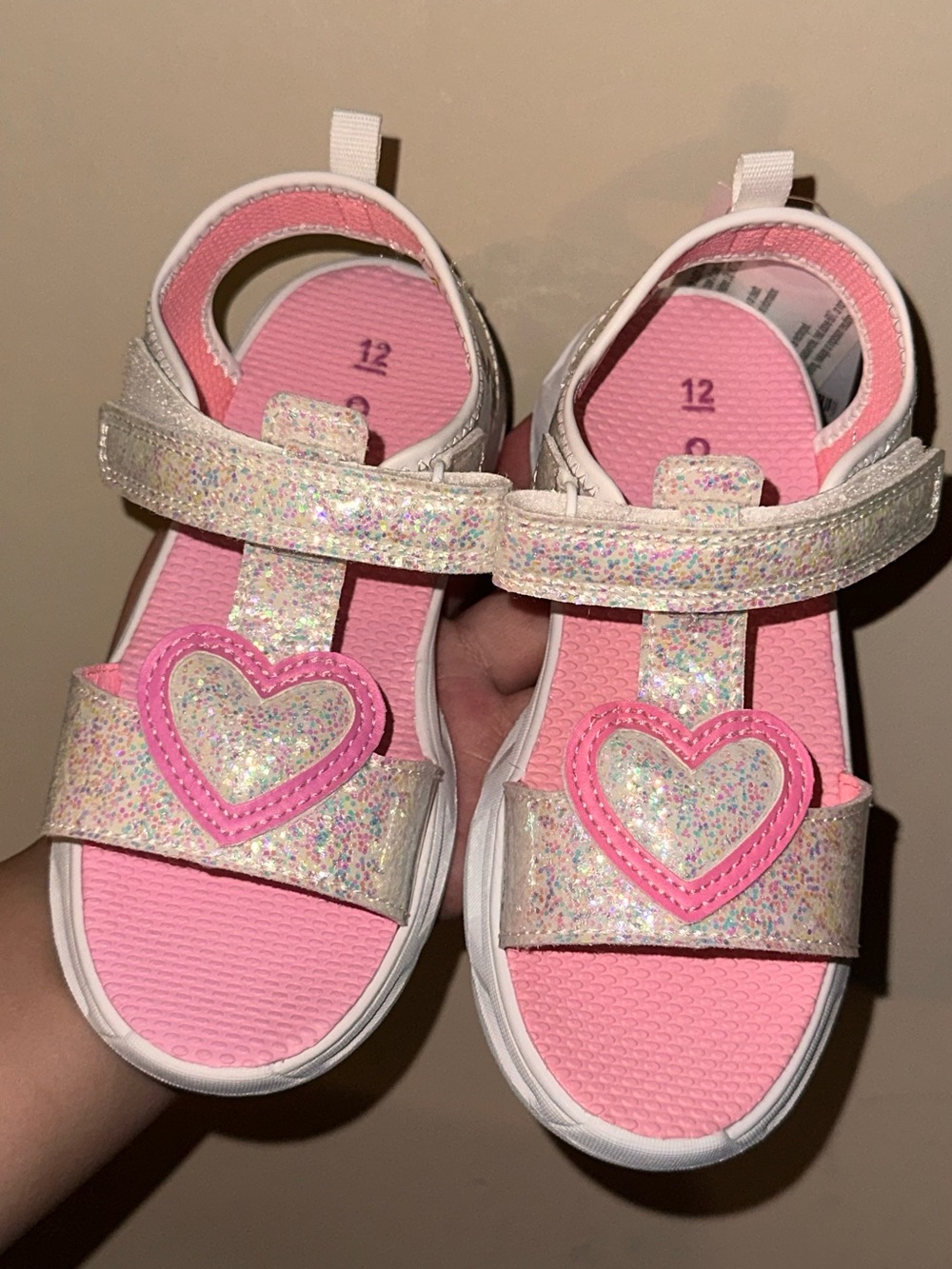 Carter's Pink Glitter Heart Toddler Sandals